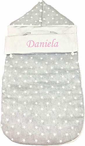 Saco nana capazo Personalizado de invierno y grupo 0 bebe universal (Danielstore) (gris estrellas)