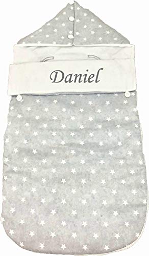 Saco nana capazo Personalizado de invierno y grupo 0 bebe universal (Danielstore) (gris estrellas)