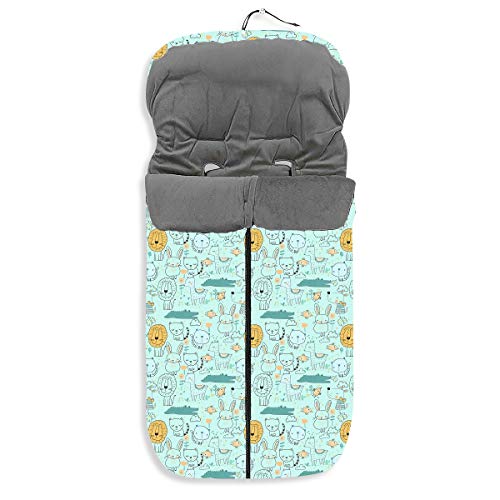 Saco POLAR de Invierno de Silla de Paseo - Animales Verde (Universal-Bugaboo-Mclaren)