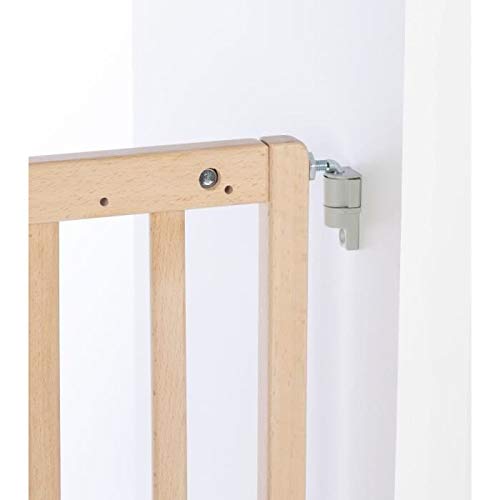 Safety 1st 2436010000 - Barrera de seguridad para escaleras (extensor de instalación doble, de madera, fijación sin agujeros, longitud: 69-104 cm), color marrón