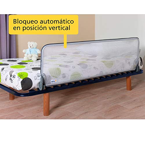 Safety 1st Barrera Cama niño longitud 150 cm, Barandilla Cama niños Abatible, Anticaidas Infantil, color Blanco