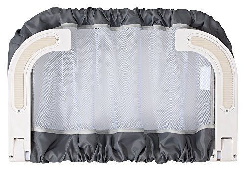 Safety 1st Barrera de cama portátil y extensible hasta 156 cm, Barandilla cama plegable, color Gris