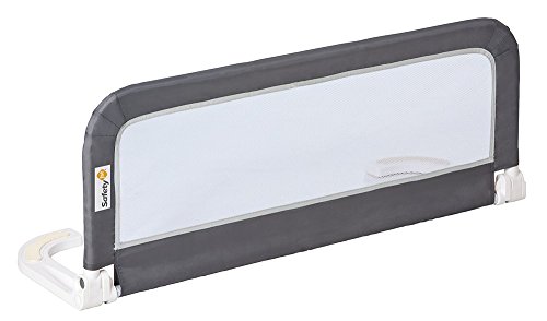 Safety 1st Barrera de cama portátil y extensible hasta 156 cm, Barandilla cama plegable, color Gris