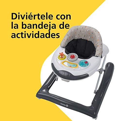 Safety 1st Bolid Andador bebé primeros pasos, 3 alturas regulables, Centro de actividades con 12 melodias, asiento alcochado, Base Antivuelco, color Warm Grey