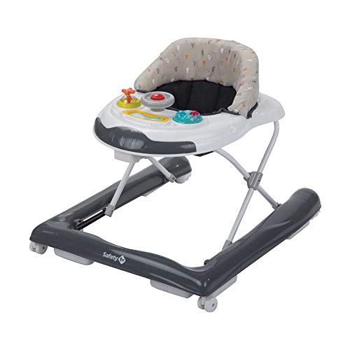 Safety 1st Bolid Andador bebé primeros pasos, 3 alturas regulables, Centro de actividades con 12 melodias, asiento alcochado, Base Antivuelco, color Warm Grey