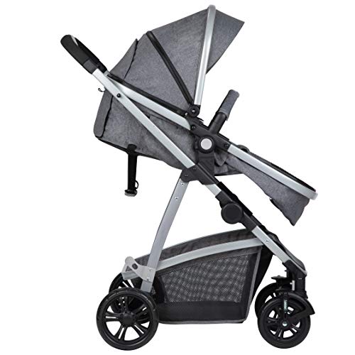 Safety 1st Hello Trio Set Carrito de bebé 3 en 1, Silla de Paseo Convertible en Capazo + Portabebé 0+, Cochecito reversible, reclinable y plegable compacto, burbuja de lluvia y cubrepié, Black Chic