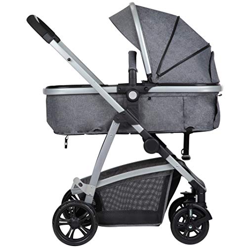 Safety 1st Hello Trio Set Carrito de bebé 3 en 1, Silla de Paseo Convertible en Capazo + Portabebé 0+, Cochecito reversible, reclinable y plegable compacto, burbuja de lluvia y cubrepié, Black Chic