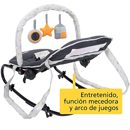 Safety 1st Koala Gandulita reclinable para bebé con funcion mecedora, Hamaca con arco de juego, ligera y compacta, color Warm Gray