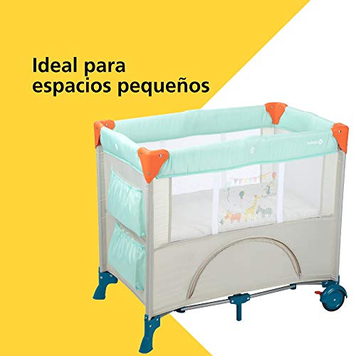 Safety 1st Mini Dreams Parque cuna bebé, Cuna de viaje plegable, Cuna portátil y compacta, con bolsa de viaje, 0 meses - 9 kilos, color Happy Day