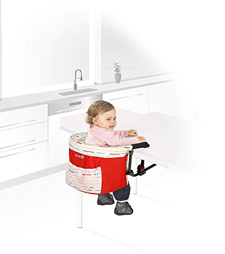 Safety 1st Smart Lunch Trona portátil bebé, trona de viaje para niños 6 meses - 3 años, compacta y fácil de llevar, color Red Lines