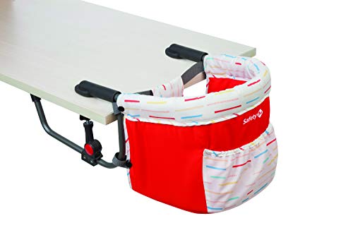 Safety 1st Smart Lunch Trona portátil bebé, trona de viaje para niños 6 meses - 3 años, compacta y fácil de llevar, color Red Lines