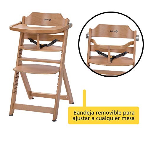 Safety 1st Timba Trona de madera con bandeja, Trona evolutiva para niños 6 meses - 10 años (30 kg), Regulable an altura,color Madera natural