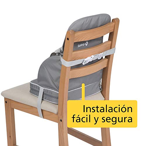 Safety 1st Travel Booster Trona de viaje portátil, Asiento de bebés blando y acolchado, trona plegable y portátil, Warm Grey