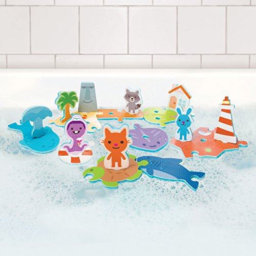 SAGO mini Juguetes de Baño: Aqua Puzzles-Island Adventure, Color Incluye 23 Piezas encajables Extra Grandes (Spin Master 6041222)