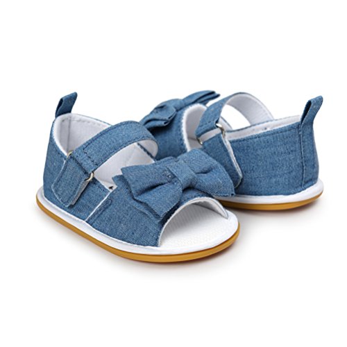 Sandalias de Bebé Niña con Bowknot, Zapatos de Verano para Infantil Pequeños con Suela Blanda (18 EU, Azul)