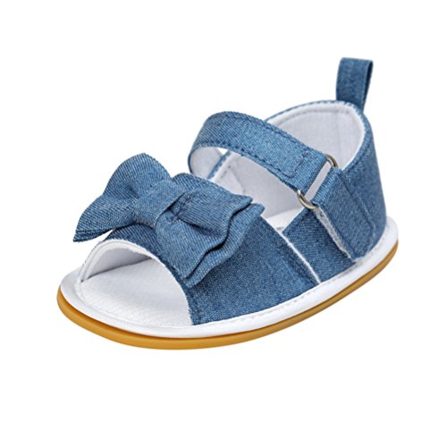 Sandalias de Bebé Niña con Bowknot, Zapatos de Verano para Infantil Pequeños con Suela Blanda (18 EU, Azul)