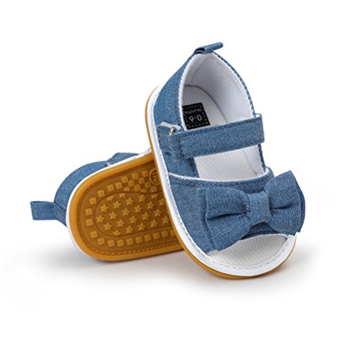 Sandalias de Bebé Niña con Bowknot, Zapatos de Verano para Infantil Pequeños con Suela Blanda (18 EU, Azul)