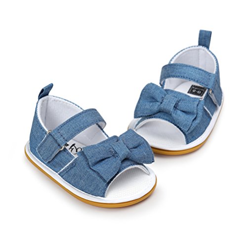 Sandalias de Bebé Niña con Bowknot, Zapatos de Verano para Infantil Pequeños con Suela Blanda (18 EU, Azul)