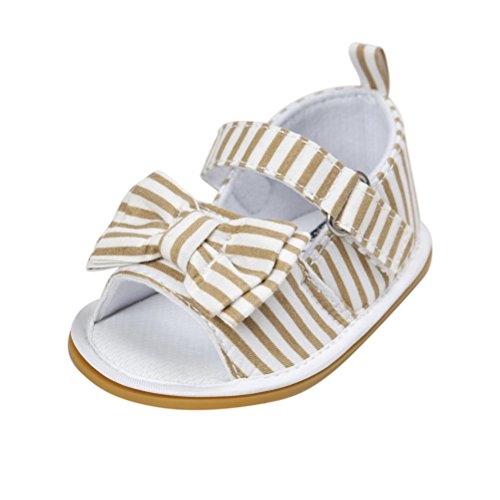 Sandalias de Bebé Niña con Bowknot, Zapatos de Verano para Infantil Pequeños con Suela Blanda (19 EU, Caqui)