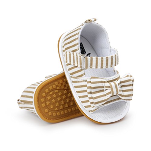 Sandalias de Bebé Niña con Bowknot, Zapatos de Verano para Infantil Pequeños con Suela Blanda (19 EU, Caqui)