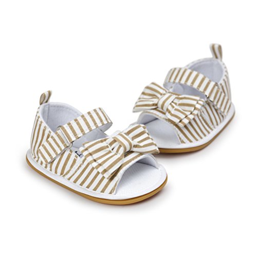 Sandalias de Bebé Niña con Bowknot, Zapatos de Verano para Infantil Pequeños con Suela Blanda (19 EU, Caqui)