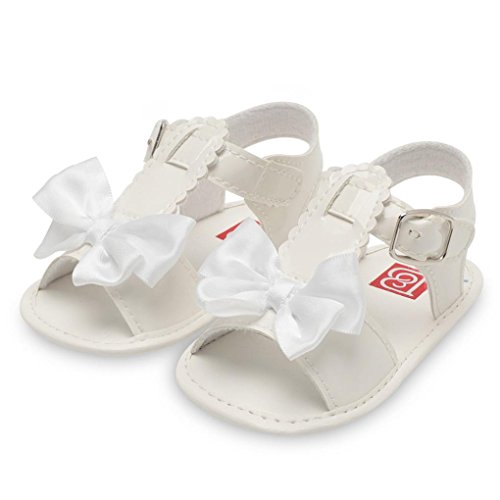 Sandalias de Bebé Verano Infantil Bebé Niña Bowknot Cuna Zapatos Zapatos únicos Antideslizantes de Suela Blanda Sandalias Zapatos Primeros Pasos niña (Blanco, Tamaño:0-6Mes)