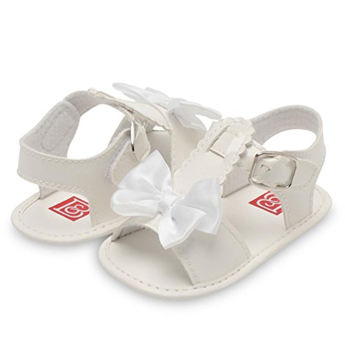 Sandalias de Bebé Verano Infantil Bebé Niña Bowknot Cuna Zapatos Zapatos únicos Antideslizantes de Suela Blanda Sandalias Zapatos Primeros Pasos niña (Blanco, Tamaño:0-6Mes)