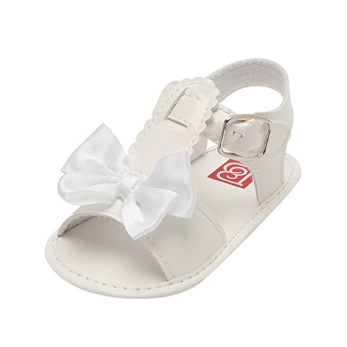 Sandalias de Bebé Verano Infantil Bebé Niña Bowknot Cuna Zapatos Zapatos únicos Antideslizantes de Suela Blanda Sandalias Zapatos Primeros Pasos niña (Blanco, Tamaño:0-6Mes)