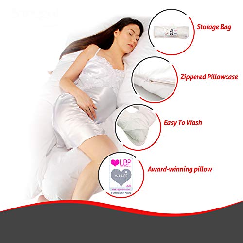 Sanggol Almohada con Forma de U, Almohada de Embarazo para Dormir y Cojin Lactancia Soporte del Cuerpo de la Mama y del bebé con Funda de algodón Desmontable y Lavable – (140 cm x 82 cm)