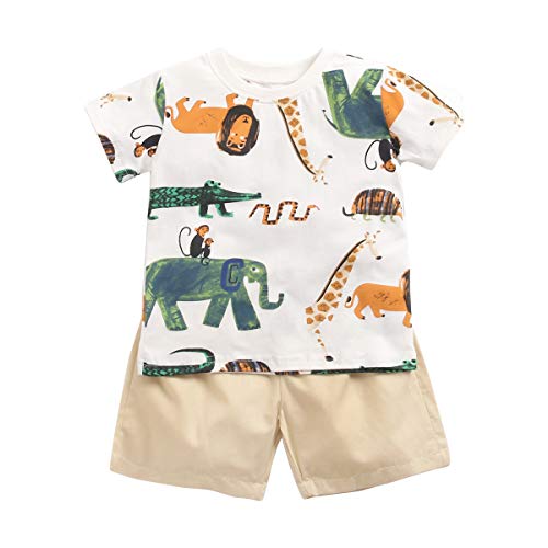 Sanlutoz Algodón Bebe Niño Conjuntos de Ropa 2pcs Verano Dibujos Animados Recién Nacido (0-6 meses/66cm, BCS9045)