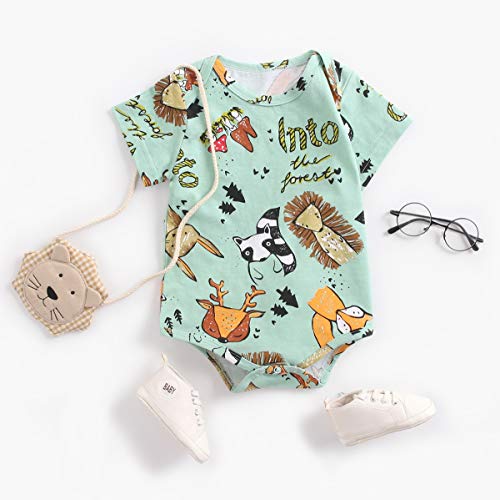 Sanlutoz Dibujos Animados Body de bebés niños niñas Algodón Verano Manga Corta Ropa para Bebe (0-6 meses/66cm, BRS9049-GR)