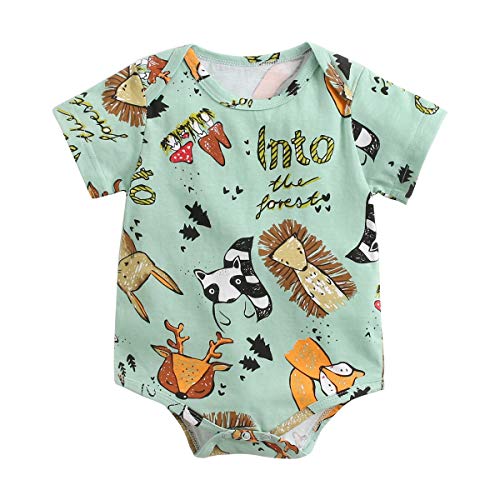 Sanlutoz Dibujos Animados Body de bebés niños niñas Algodón Verano Manga Corta Ropa para Bebe (0-6 meses/66cm, BRS9049-GR)