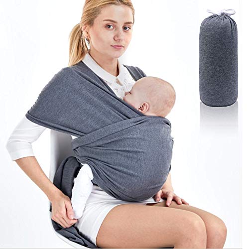 SaponinTree Fular Portabebés Elástico Gris Portador de Bebé, Pañuelo de 100% de Algodón, Porteo Seguro y Ergonómico Durante la Lactancia, Para Padres Unisex (Gris oscuro)