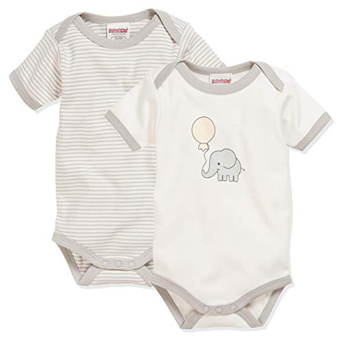 Schnizler kurzarm, 2er Pack Elefant, Oeko-Tex Standard 100, Body Bebé niños, Beige (Natur), 50 (Talla del fabricante: 50/56)