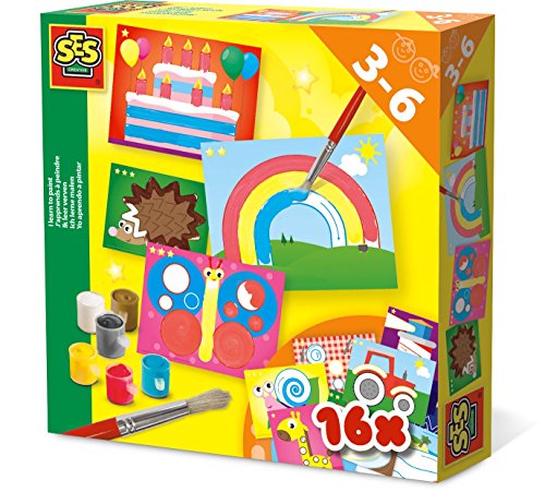 SES Creative Aprendo a Pintar - Kits de Manualidades para niños (Kids' Drawing Stencil Set, Cepillar, Hoja para Colorear, Pintura, Niño, 3 año(s), Niño, 6 año(s))