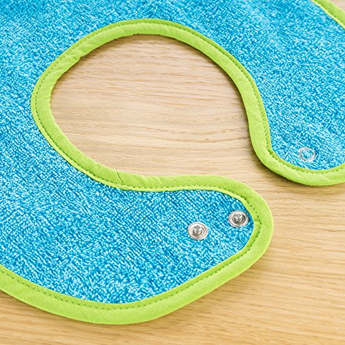 Set de 2 baberos para bebé Wörner - baberos de rizo con botón a presión ajustable | extra largo, absorbente, Certificado OekoTex - 100% algodón - (Azul / Verde)