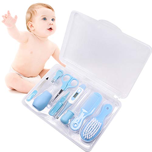 Set para Cuidado del Bebé, Conveniente Bebé Kit, Bebé Kit de Cuidado Diario, Kit de Aseo Nail Clipper Tijeras Cepillo de Pelo Peine Manicura Termómetro,10 Piezas.