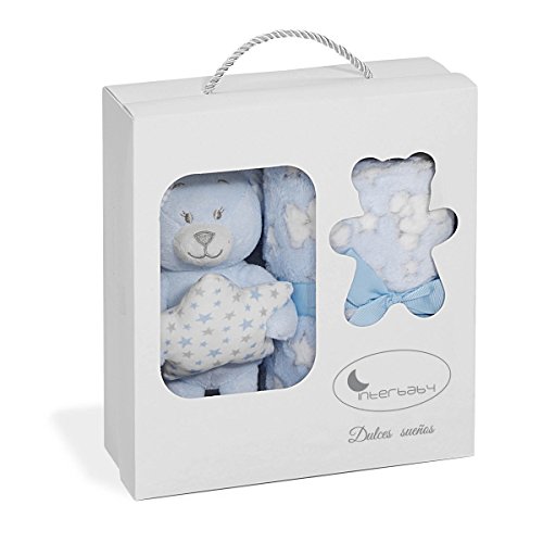 Set Peluche Manta Oso Estrella Azul