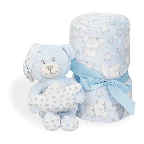 Set Peluche Manta Oso Estrella Azul