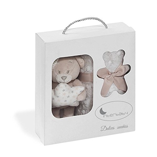 Set Peluche Manta Oso Estrella Beige