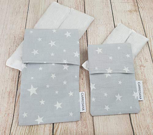 Set Saquito térmico anti cólicos (extra-pequeño para recién nacidos y normal) (Estrellas gris)