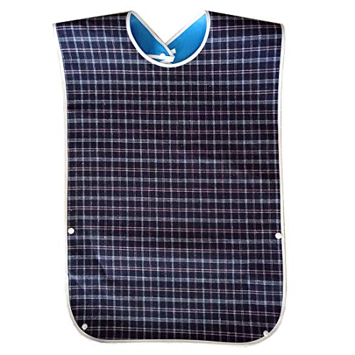 ShineCozy Baberos adultos para hombres y mujeres que comen - Impermeable Adultos El babero mayor Lavable Babero a la hora de comer El anciano Discapacitado Ayuda Delantal (azul oscuro)