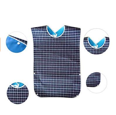 ShineCozy Baberos adultos para hombres y mujeres que comen - Impermeable Adultos El babero mayor Lavable Babero a la hora de comer El anciano Discapacitado Ayuda Delantal (azul oscuro)