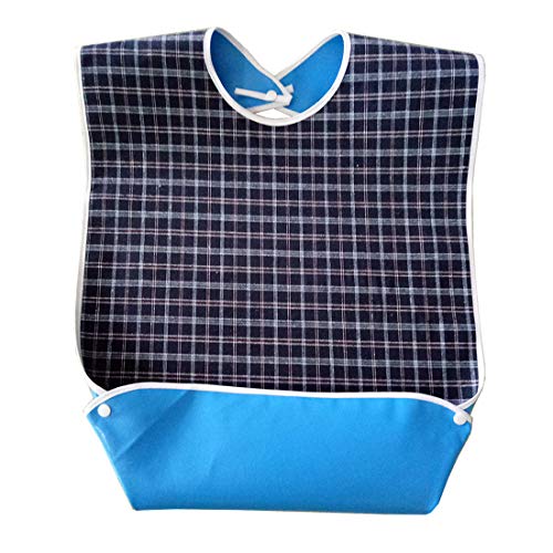 ShineCozy Baberos adultos para hombres y mujeres que comen - Impermeable Adultos El babero mayor Lavable Babero a la hora de comer El anciano Discapacitado Ayuda Delantal (azul oscuro)