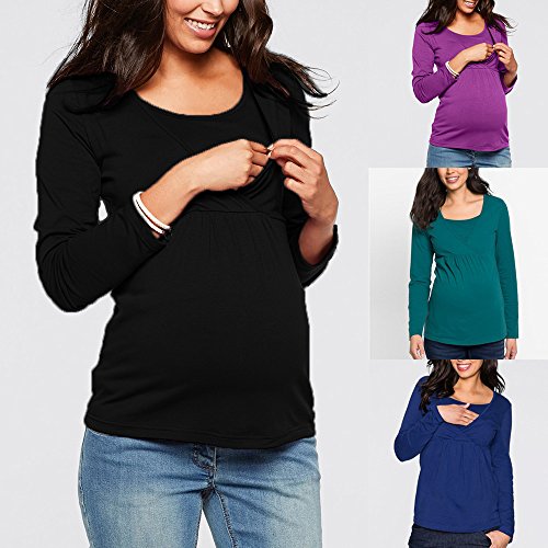 SHOBDW LiquidacióN Ventas Ropa Premamá Mujeres Soft Ropa De Maternidad Tops De EnfermeríA OtoñO Invierno Tops De Manga Larga Ropa para Embarazadas Blusa(Negro,2XL)