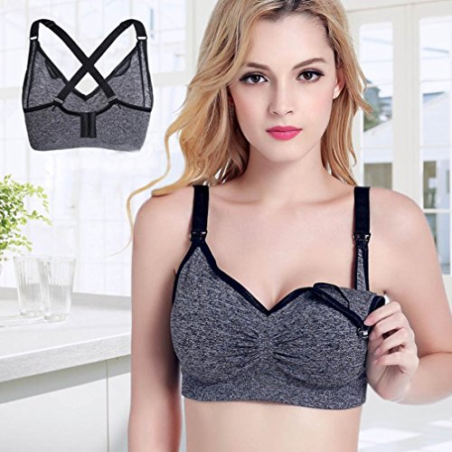 SHOBDW Sujetador de Maternidad para Mujeres Drop Cup Nursing Bra Bralette sin Costuras (XL, Gris Oscuro)