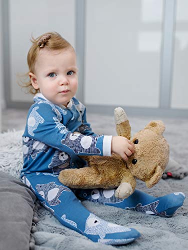 Sibinulo Nino Nina Pijama Bebé Pelele de Algodón Pack de 2 Erizos Osos de Peluche Azul Marino 74(6-9 Meses)