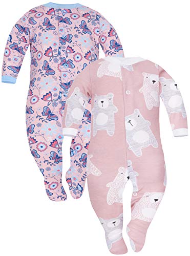 Sibinulo Nino Nina Pijama Bebé Pelele de Algodón Pack de 2 Koala Rosa Prado Rosa 74(6-9 Meses)