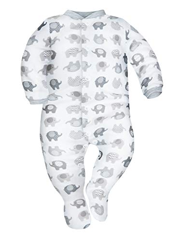 Sibinulo Niño Niña Pijama Bebé Pelele de Algodón Pack de 3 Estrellas, Elefantes Grises y Ratones 74(6-9 Meses)