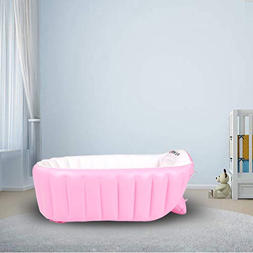 Signstek – Bañera hinchable, piscina hinchable, barreño para niños y bebés blanco rosa